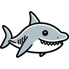 Cute shark logo outlined flat vector