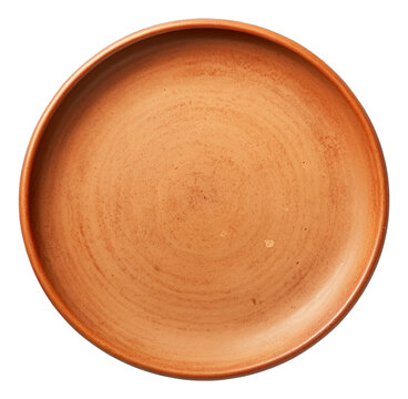 Top view of empty brown plate isolated.
