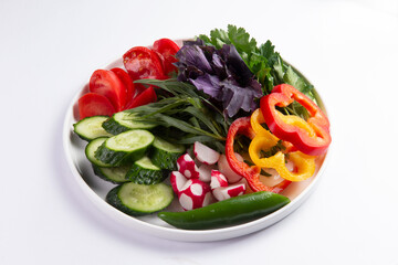 Sliced ​​vegetables in a bowl. Selective focus.
