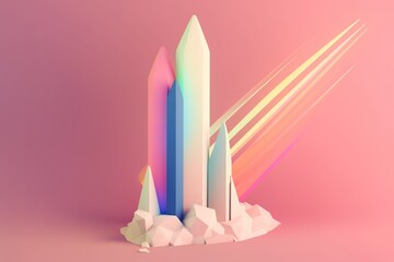 crystals look-a-like graphic with pink background