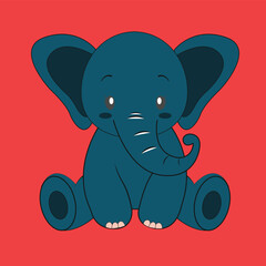 Cute baby elephant cartoon hand drawn vector illustration. Can be used for baby t-shirt print, fashion print design, kids wear, baby shower celebration greeting and invitation card.