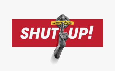 shut up slogan with shhh gesture man silence secret,vector illustration for t-shirt.