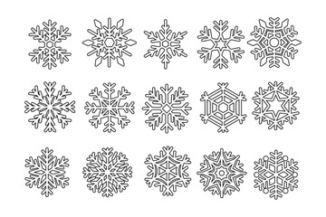 Snowflakes element hand-drawn outline sketch collection