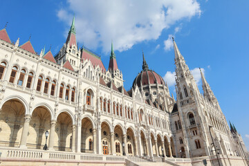 House of Parliament of Hungary in sunny day in Budapest, Hungary