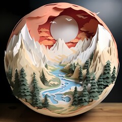 the artwork for mountain in cut paper style