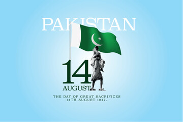 14th august Happy independence day Pakistan. Vector illustration.
 - obrazy, fototapety, plakaty