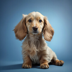 Cream long hair dachshund puppy