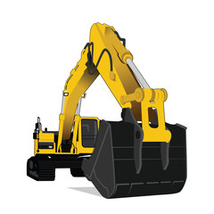 Excavator. Vector illustration of one excavator isolated on a white background. Construction, building, heavy machine, industrial machinery, mining industry illustration