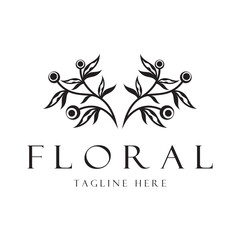 Fototapeta premium Elegant floral and leaf frame. Delicate botanical vector illustration for labels, spas, corporate identity, and wedding invitations