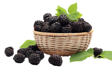A realistic portrait of Blackberry in a basket isolated PNG