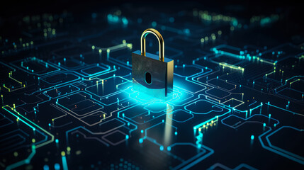 Fototapeta na wymiar Data protection Cyber Security Privacy Business concept. Digital illustration generative AI.