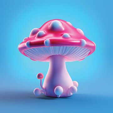 Mushroom 3d icon. Various mushrooms. Isolated icons, objects on a transparent background.GenerativeAI.
