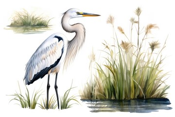 Everglades clip art watercolor illustration