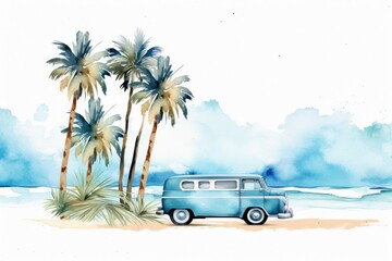 Daytona Beach clip art watercolor illustration