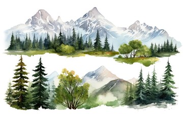 North Cascades clip art watercolor illustration