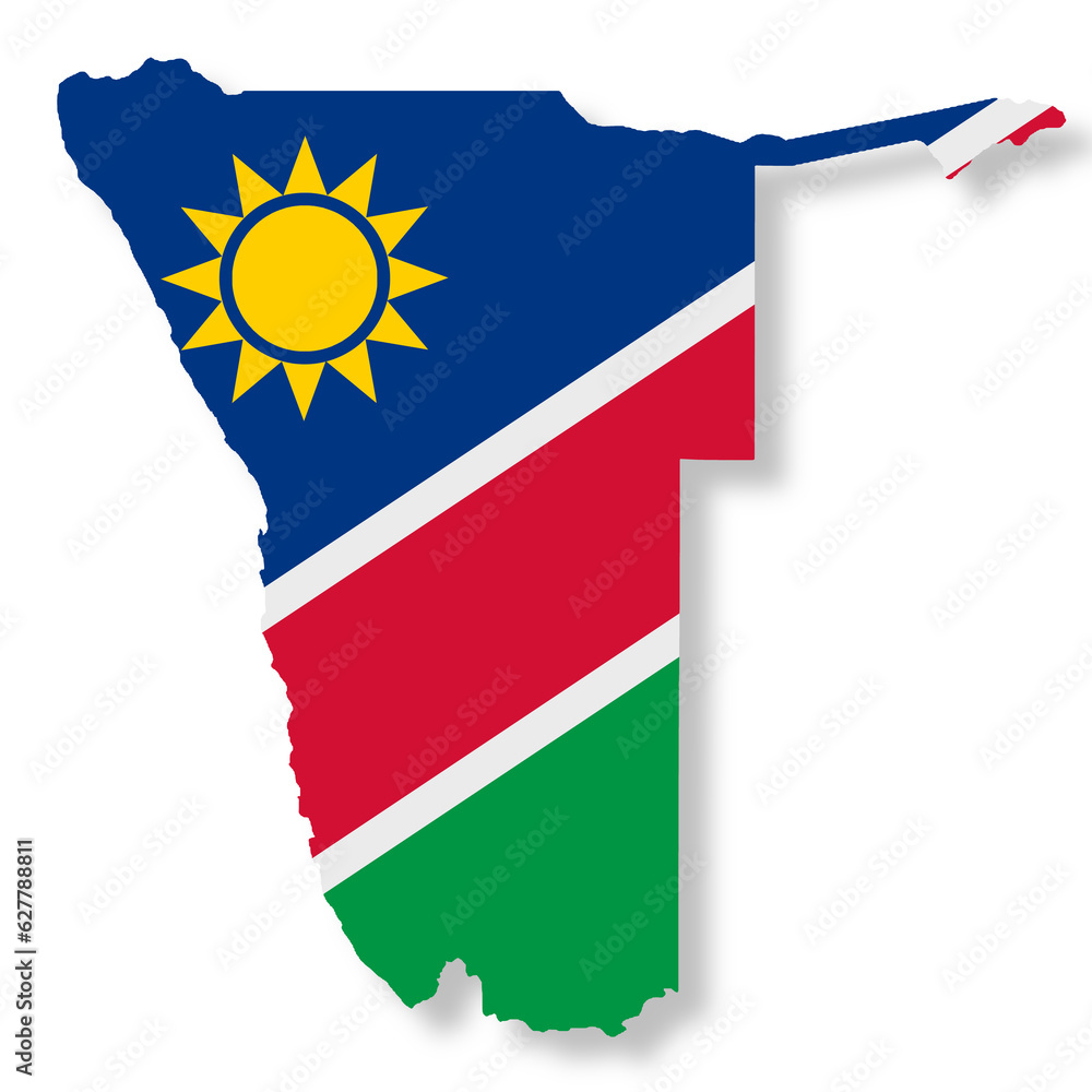 Poster namibia flag map with clipping path 3d illustration