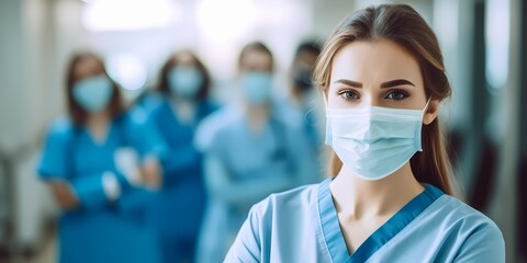 woman in a hospital wearing a mask, doctor, nurse, professions