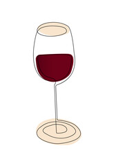 Glass, wine glass in line art style