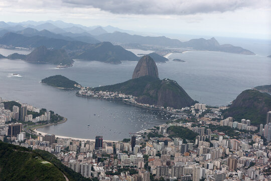 Rio de Janeiro Sugarloaf mountain on a cloudy spring day