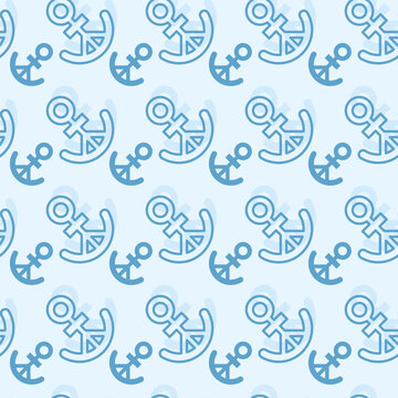 doodle and blue anchor concept pattern seamless pattern on blue background. vector abstract illustration.