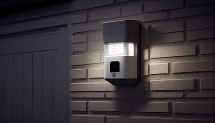  Motion sensor with light detector on house wall Ai generated image