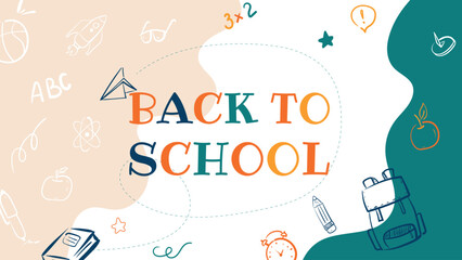 Back to school. Web banner, background. Vector illustration