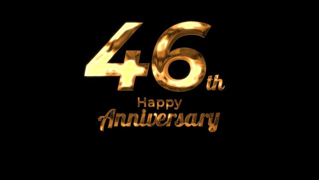 Animated text happy anniversary  46th gold 4K, birthday, celebration, moment, gold moment