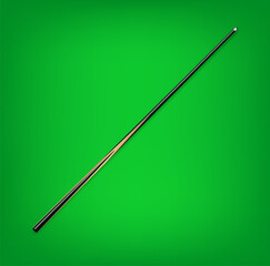 Billiard cues on green background. Snooker sports equipment. Vintage pool cue. Vector
