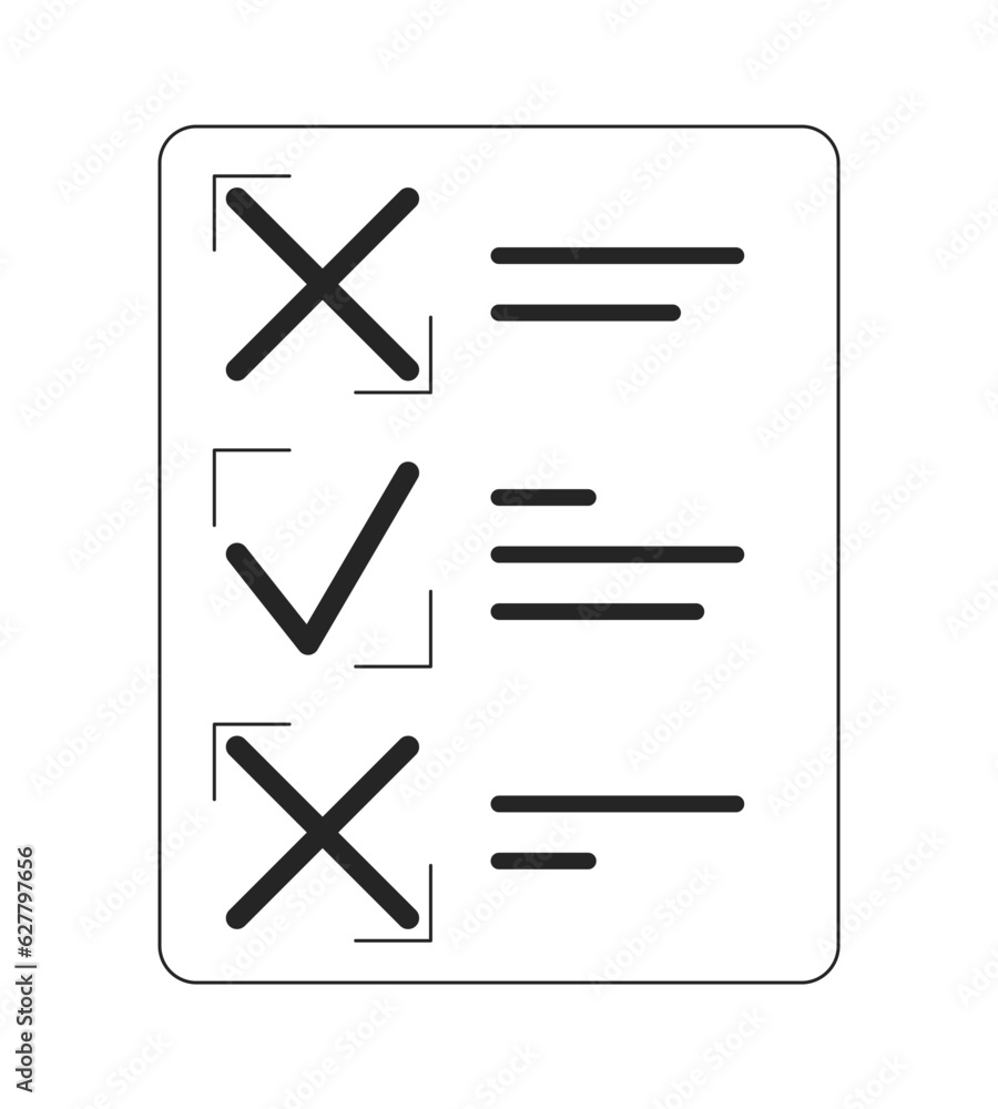 Aufkleber checklist with tasks flat monochrome isolated vector object. editable black and white line art drawi