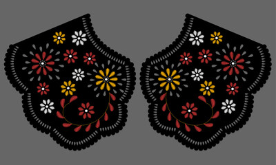 floral embroidery collar design vector.