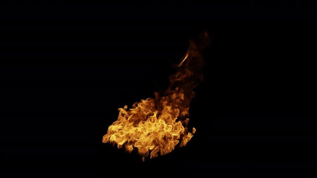 Realistic Ground Fire in 4K resolution to put stuff on fire using VFX. High Quality flame footage with a transparent alpha background, variation 03