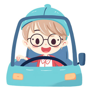 Personaje cartoon conduciendo