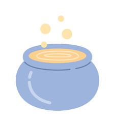Witches pot semi flat colour vector object. Brewing soup. Cauldron chowder. Witchcraft cooking. Editable cartoon clip art icon on white background. Simple spot illustration for web graphic design
