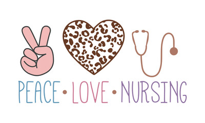 peace love nursing Retro SVG Craft Design.