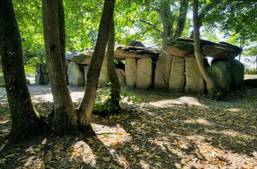 La Roche aux Fees. Massive prehistoric dolmen near town of Janze. One of the grandest megalithic...