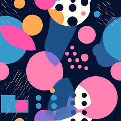 Abstract seamless pattern with colorful dots and shapes