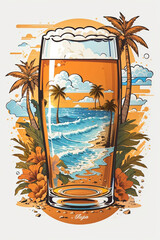 Vintage summer beer glass 