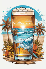 Vintage summer beer glass 