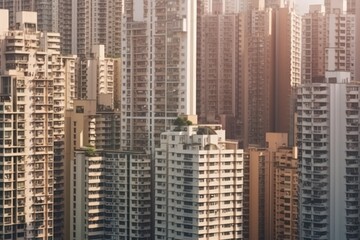 Obraz premium Urban crowded high-rise buildings real estate background concept generative ai