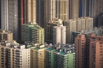 Fototapeta na wymiar Urban crowded high-rise buildings real estate background concept generative ai