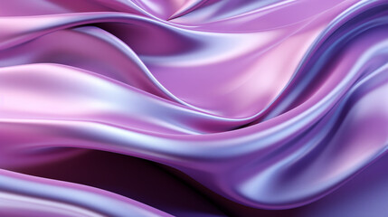 Fototapeta premium abstract silver chrome purple wave silk flow background made with AI generative technology