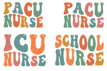 ICU Nurse, ICU Nurse, School Nurse retro wavy SVG t-shirt designs