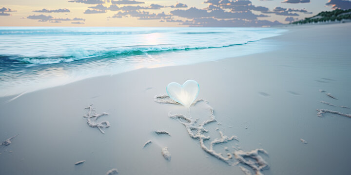 heart shaped crystal on the beach. © Ilona