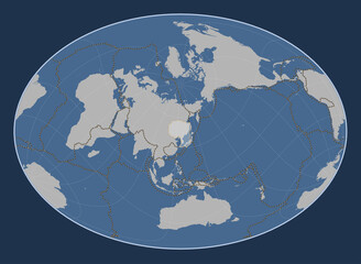Amur tectonic plate. Contour. Fahey Oblique. Boundaries