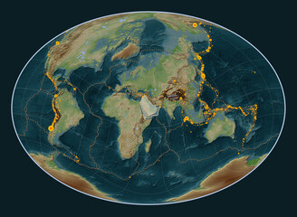 Arabian tectonic plate. Fahey Oblique. Earthquakes and boundaries