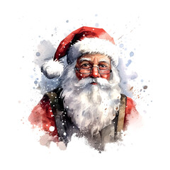Christmas Santa claus watercolor for celebration design. Happy new year. Party poster.
