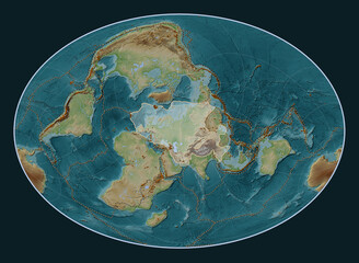 Eurasian tectonic plate. Fahey Oblique. Volcanoes and boundaries