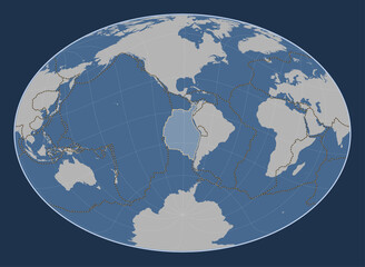 Nazca tectonic plate. Contour. Fahey Oblique. Boundaries