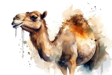 Foto op Plexiglas Watercolor camel illustration on white background © Artem81