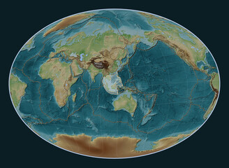 Sunda tectonic plate. Fahey Oblique. Boundaries
